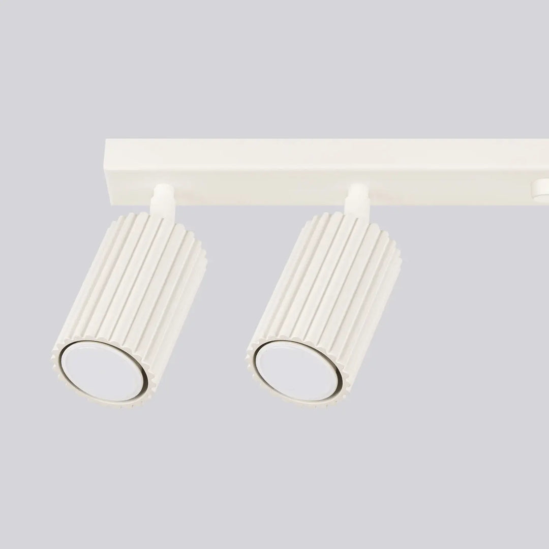 Plafonnier karbon allie blanc avec ampoules gu10 interchangeables design minimaliste à rainures verticales