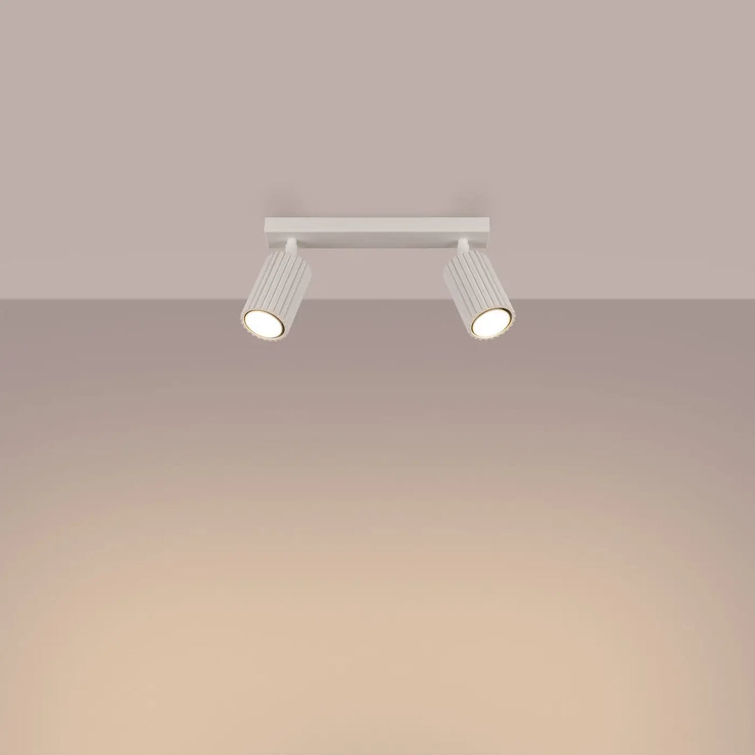 Luminaire plafonnier karbon 2 beige avec double tête et ampoules gu10 interchangeables design minimaliste