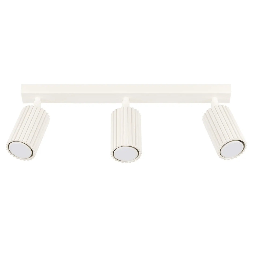 Luminaire plafonnier karbon 3l beige avec trois ampoules gu10 interchangeables et design minimaliste fluté