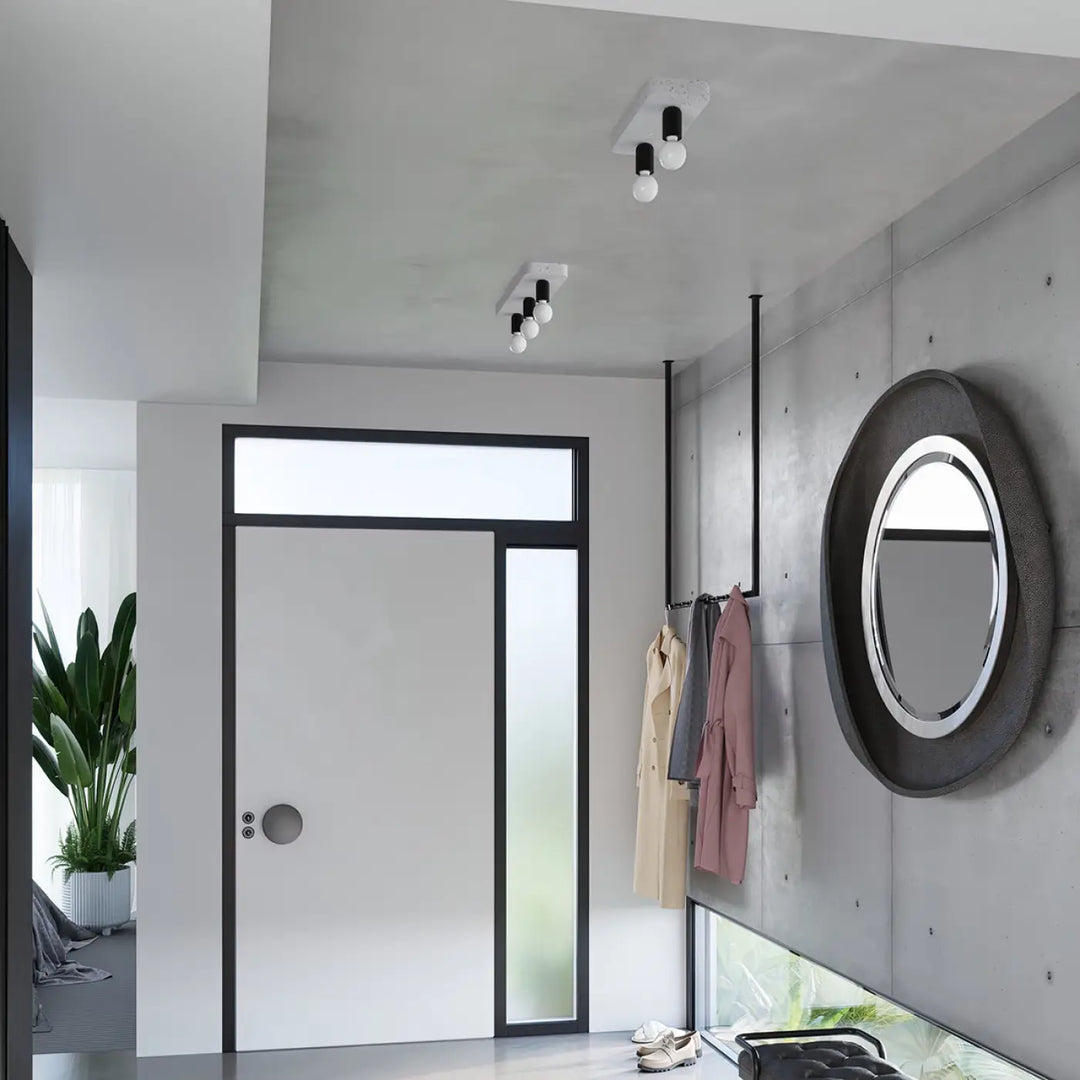 Plafonnier tavo 3 gris béton avec spots noirs et blancs au design moderne pour une ambiance unique et l’esthétique moderne