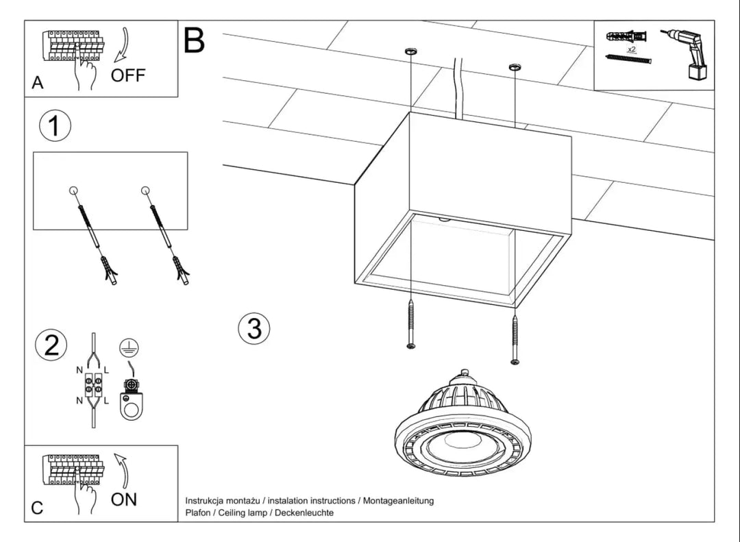 Luminaire plafonnier quatre 1 en béton avec finition métallique et base circulaire pour plafond quatro sentez mieux