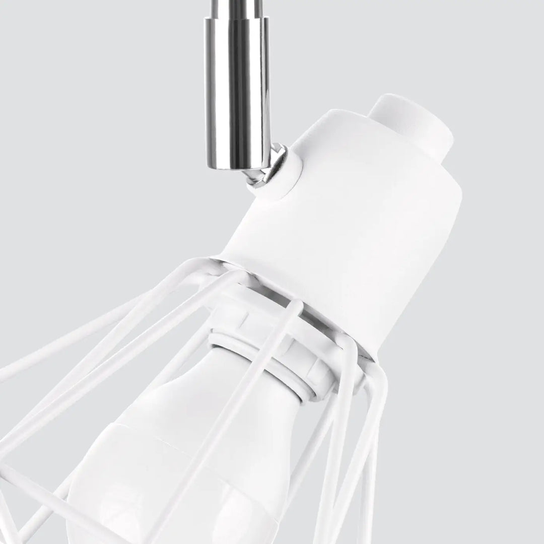 Luminaire plafonnier série artemis 2 blanc avec bras chromé et cage en fil pour créer une atmosphère intime