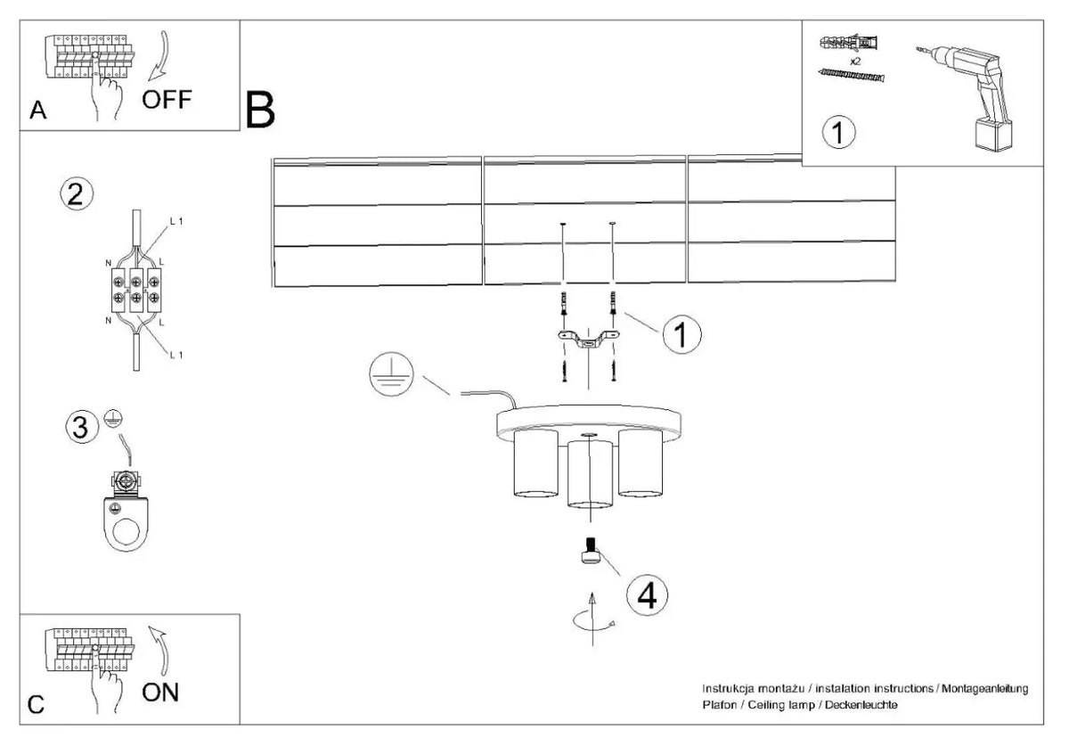 Schéma d'installation du luminaire