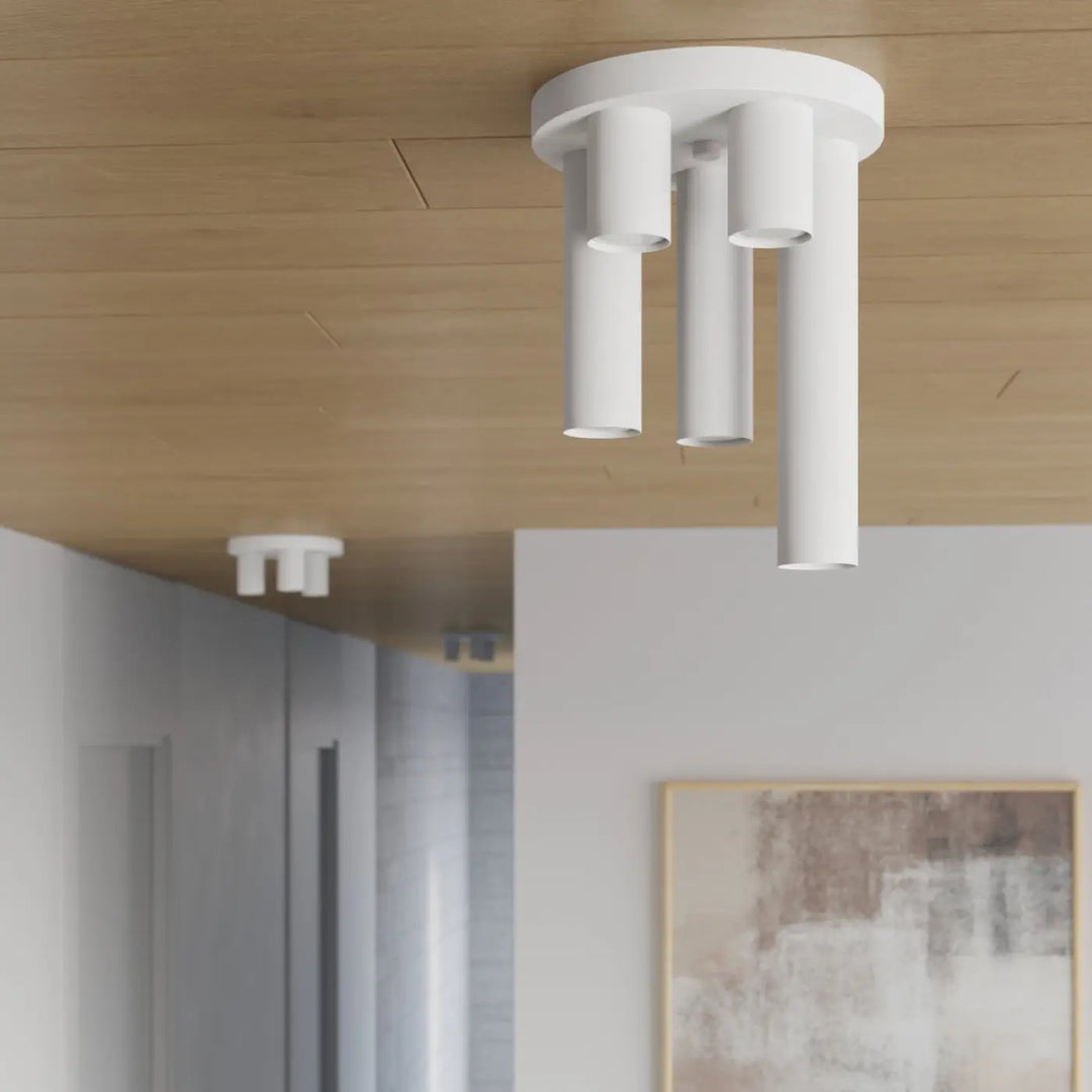 Plafonnier lagos 3p blanc en forme cylindrique moderne avec un design minimaliste et caractère chic