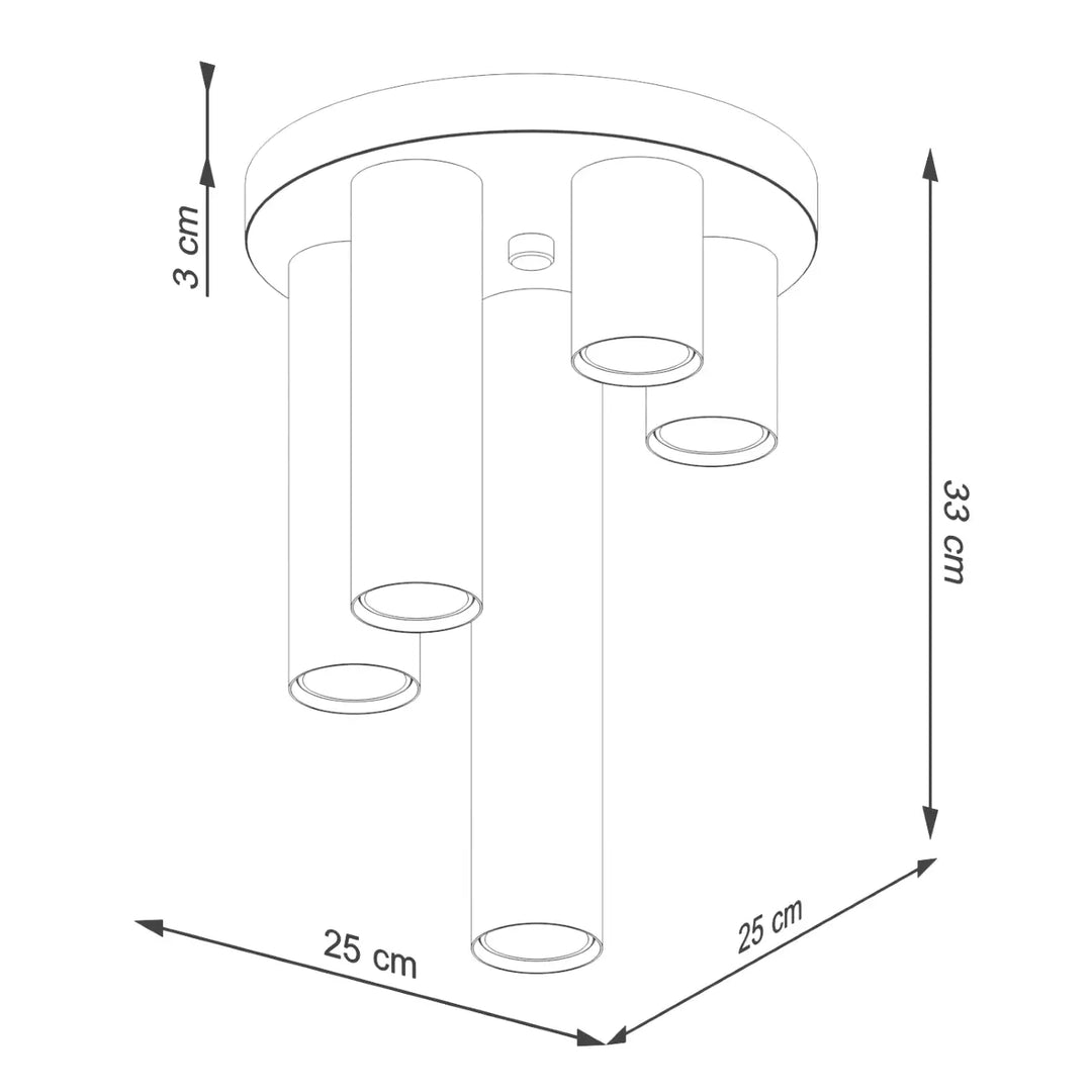 Plafonnier lagos 5 bras cylindriques en métal blanc minimaliste pour un caractère chic et design moderne