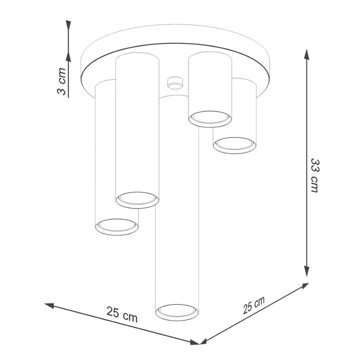 Plafonnier lagos 5 bras cylindriques en métal blanc minimaliste pour un caractère chic et design moderne