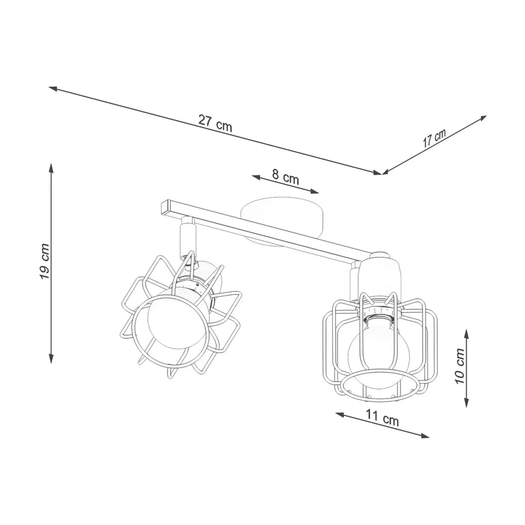 Luminaire plafonnier beluci 2 blanc style loft avec double tête ajustable en métal pour appliques murales industrielles