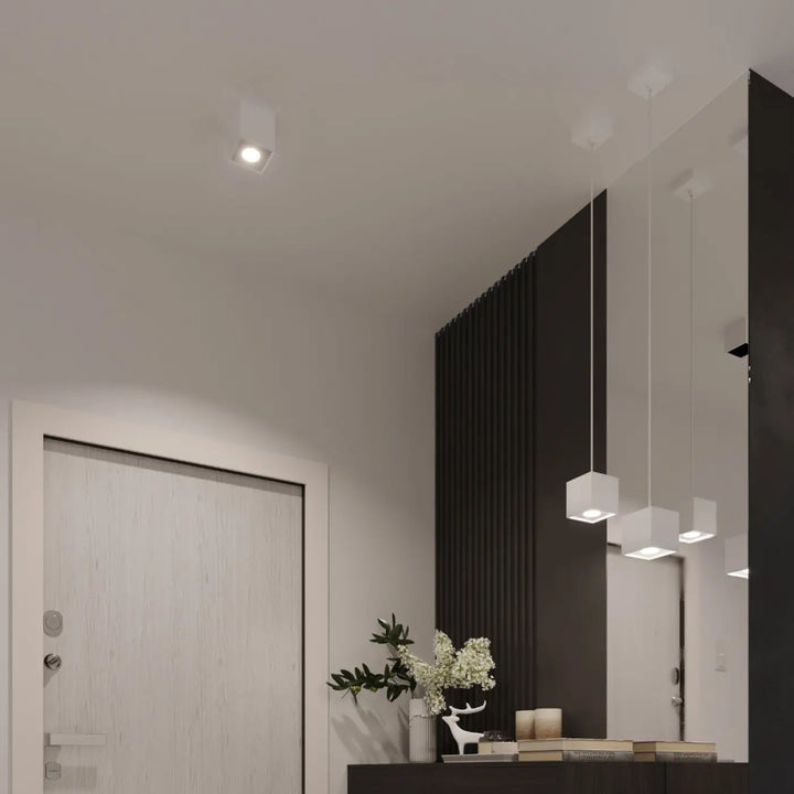 Plafonnier quad blanc en forme de cube moderne monté individuellement pour une magnifique décoration intérieure