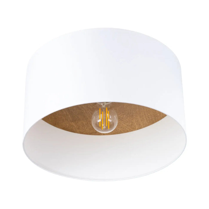 Luminaire plafonnier telesto blanc avec abat-jour cylindrique et ampoule edison ambrée design minimaliste combinaison parfaite