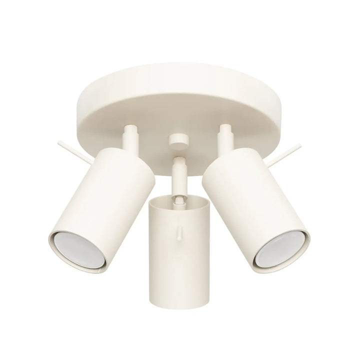 Luminaire plafonnier ring 3p beige avec trois têtes cylindriques ajustables pour un éclairage flexible minimalisme moderne