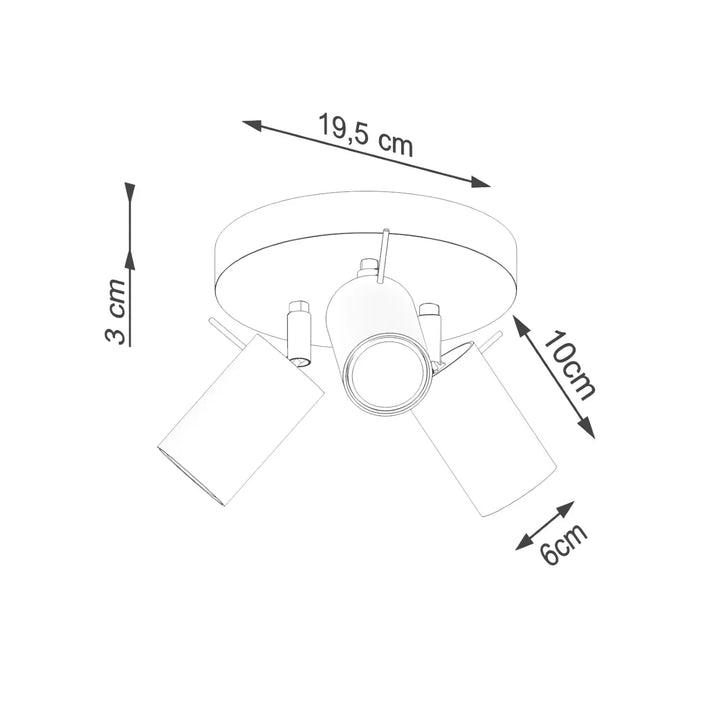 Luminaire plafonnier beige lampe ring à trois spots orientables avec plaque circulaire alliant minimalisme moderne et éclairage flexible