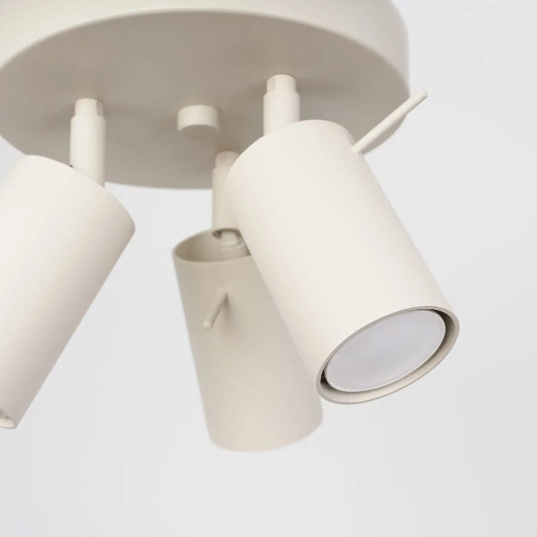 Luminaire plafonnier ring 3p beige avec lampe ring à éclairage flexible et design minimalisme moderne cylindrique blanc