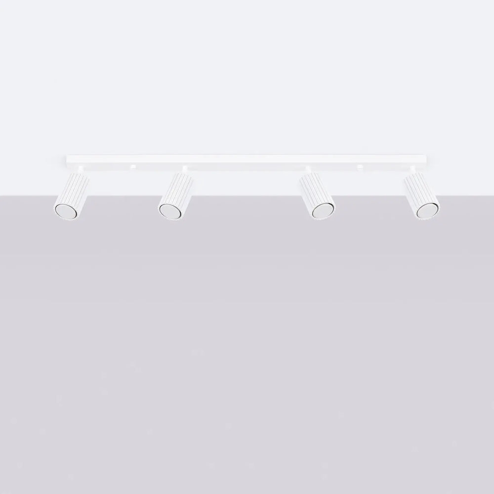 Plafonnier karbon allie design minimaliste avec quatre ampoules gu10 interchangeables en blanc au plafond