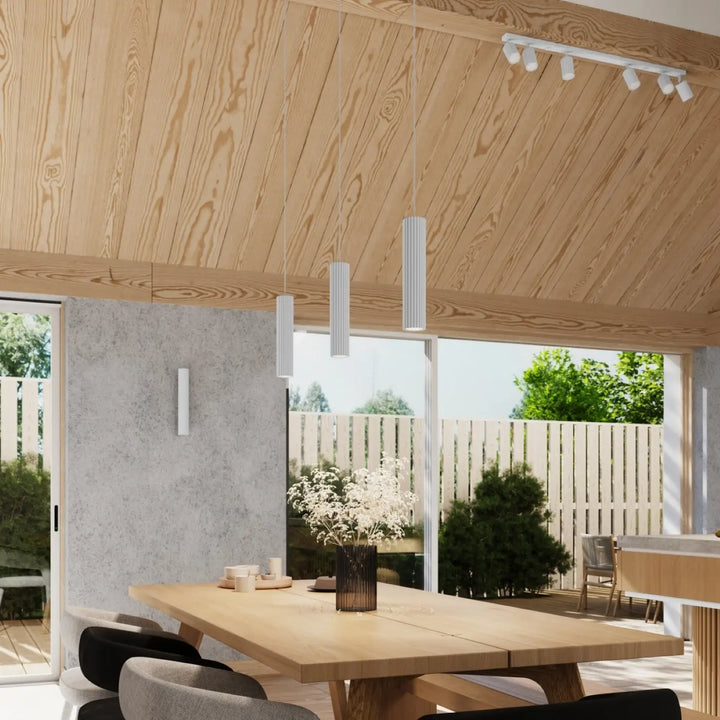 Plafonnier karbon allie design minimaliste avec ampoules gu10 interchangeables suspendu plafond en bois blanc cylindrical