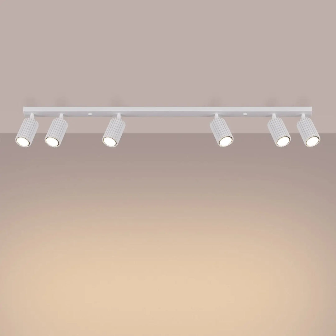 Plafonnier karbon allie blanc avec six ampoules gu10 interchangeables et design minimaliste en métal moderne