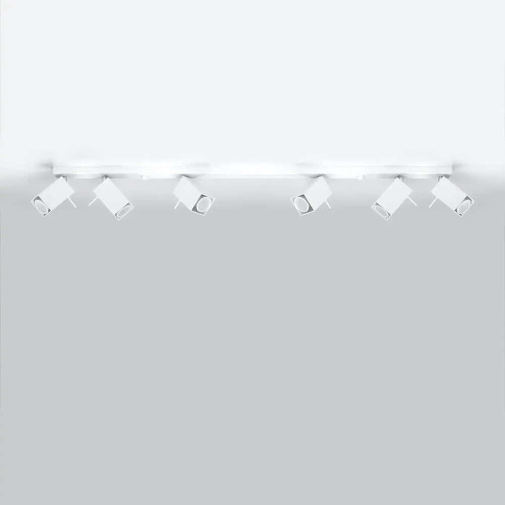 Plafonnier moderne merida 6l blanc avec têtes réglables pour diriger précisément le flux lumineux au plafond