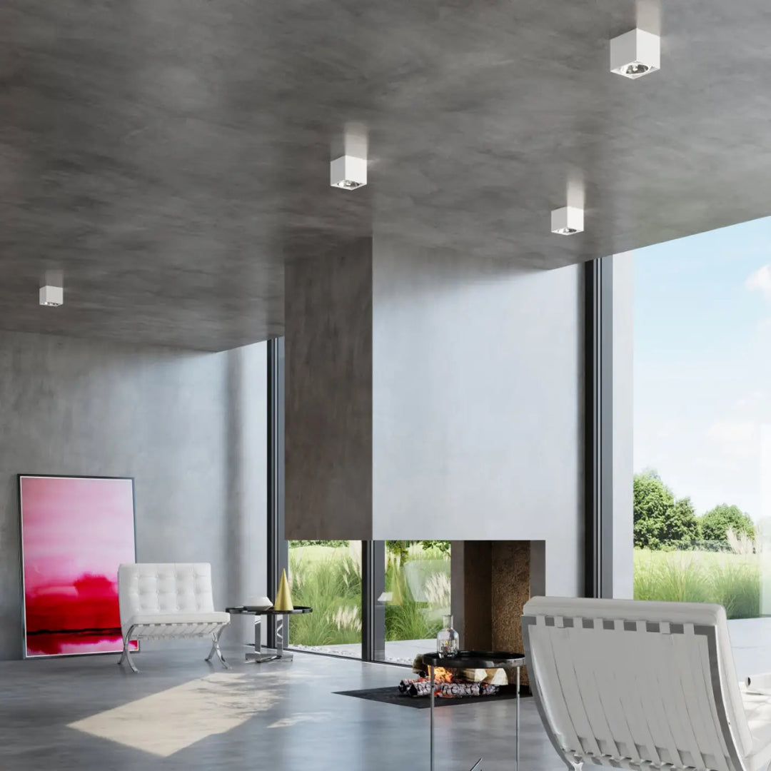 Plafonnier blake blanc minimaliste carré encastré au plafond pour un éclairage moderne et épuré
