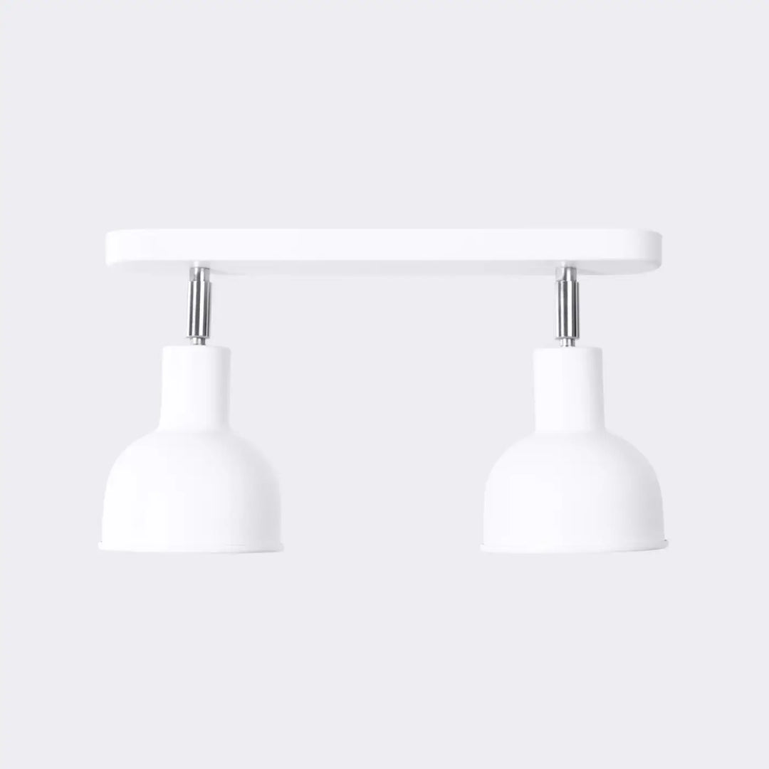 Lampe elba plafonnier blanc avec double tête et bras en métal mat alliant minimalisme combiné et éléments subtils