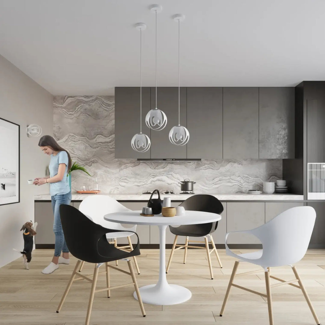 Luminaire plafonnier tulos blanc avec design minimaliste et base pied élégant pour points lumineux suspendus brise d’avant-garde exceptionnelle