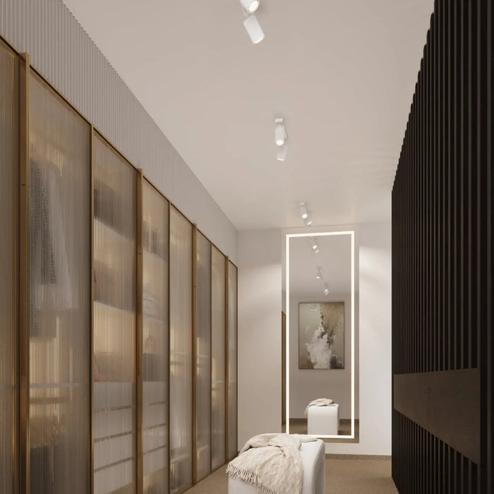 Modern plafonnier karbon allie blanc avec spots encastrés design minimaliste et ampoules gu10 interchangeables