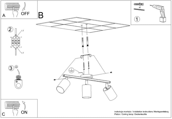 Luminaire plafonnier lemmi 3 blanc avec trois cylindres et module led pour une lumière conviviale