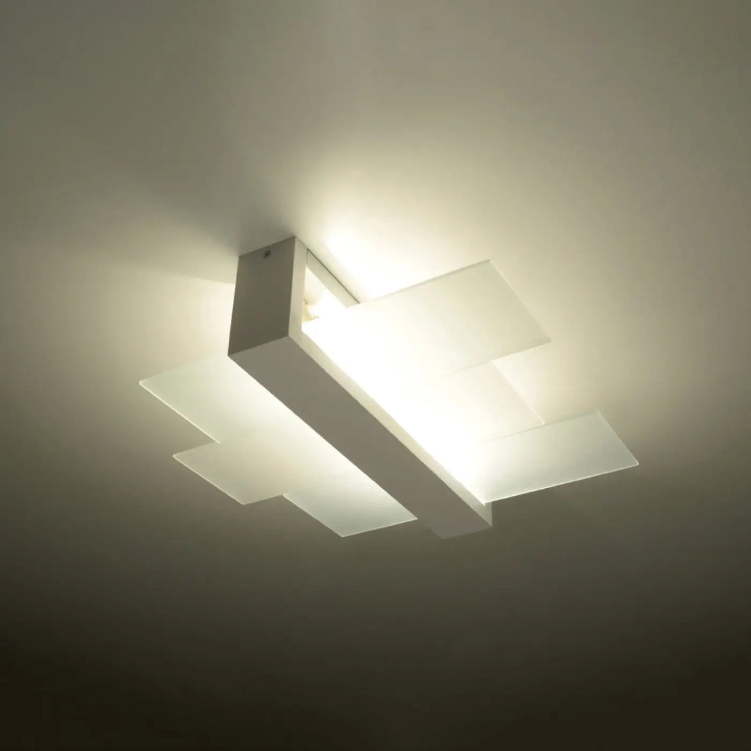 Luminaire plafonnier feniks 2 blanc avec panneaux rectangles superposés design intemporel pour lampes surprenantes