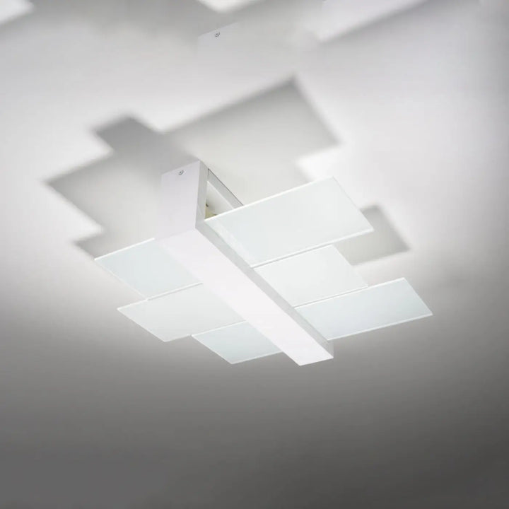 Luminaire plafonnier feniks 2 blanc design intemporel avec panneaux en verre dépoli lampes surprenantes