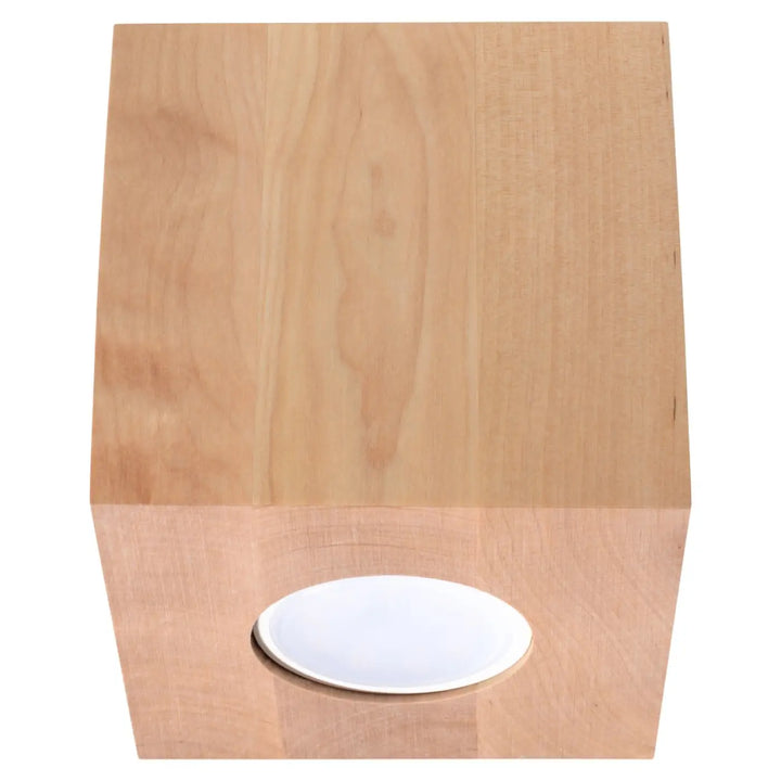 Plafonnier quad 1 en bois naturel clair avec insert circulaire blanc créant une ambiance chaleureuse