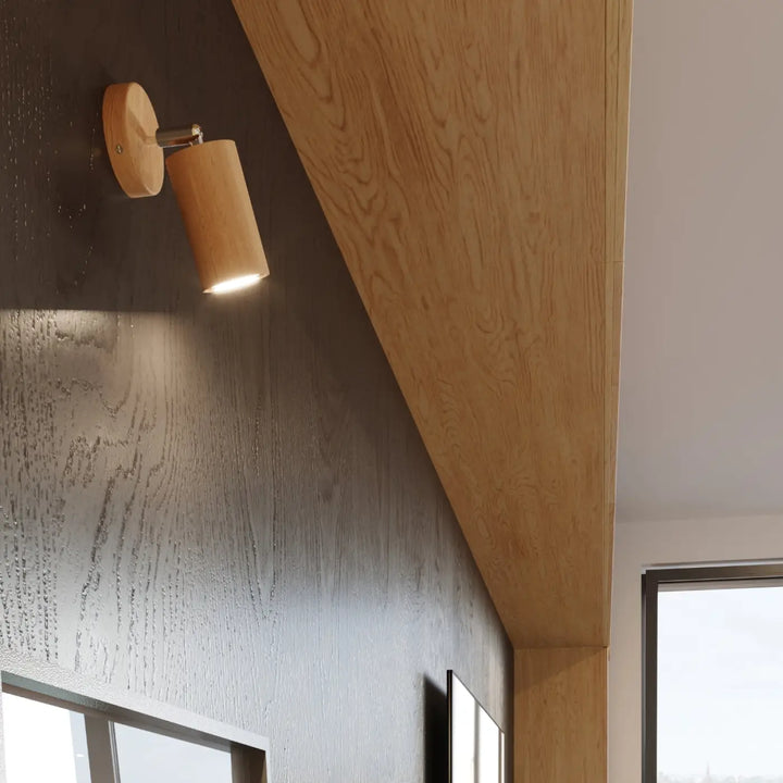 Luminaire plafonnier berg 2 en bois naturel avec abat-jours berg cylindrique à forme simple et lumière douce
