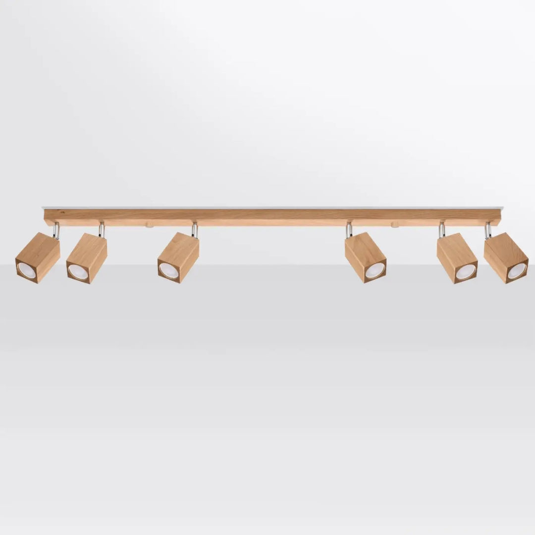 Luminaire plafonnier lampe keke en bois clair avec cinq spots réglables s’intégrera parfaitement au style loft