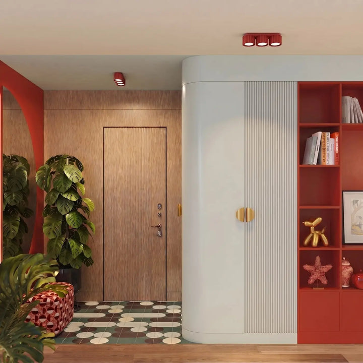 Luminaire Plafonnier rouge dans un intérieur contemporain