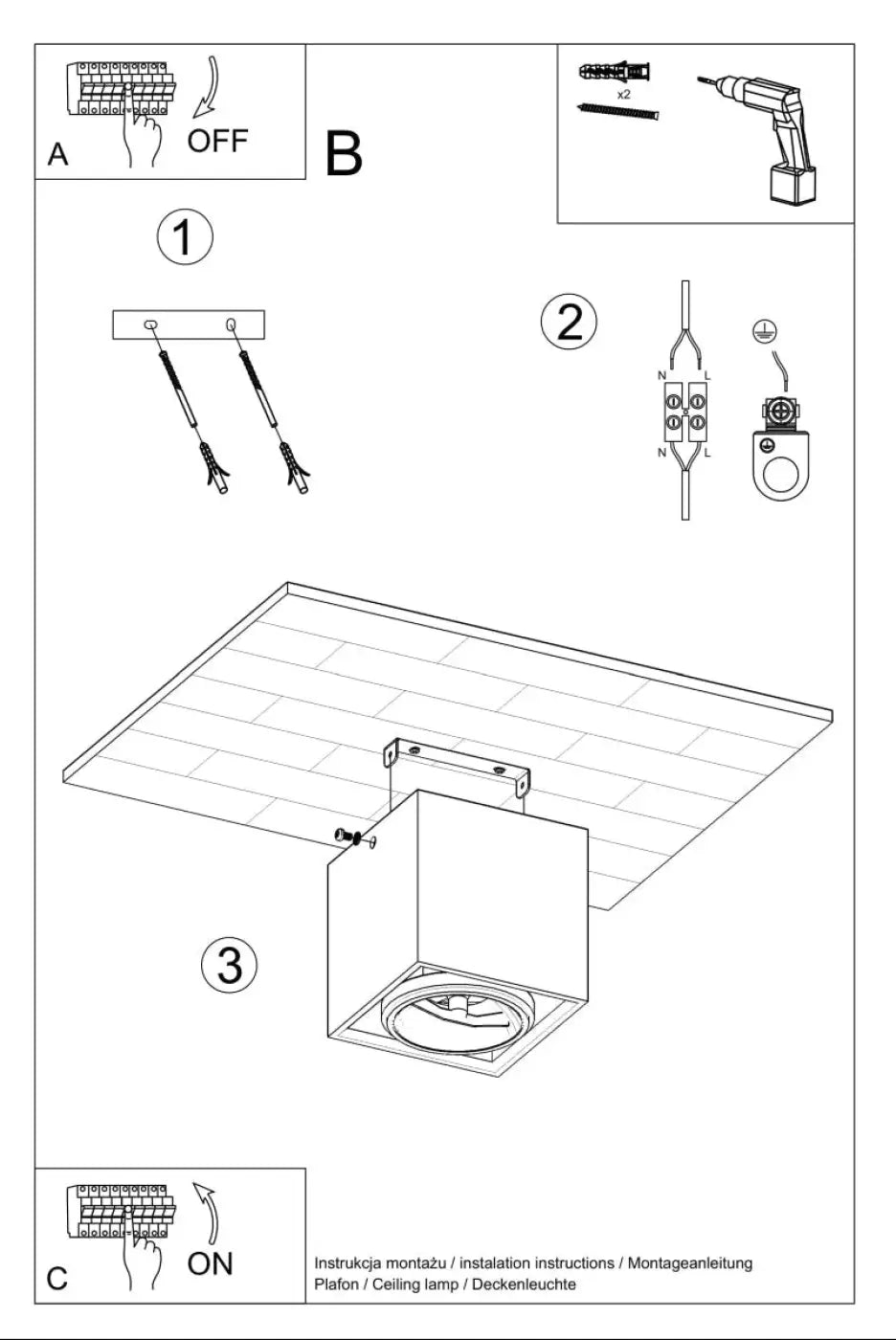 Schéma d'installation du luminaire