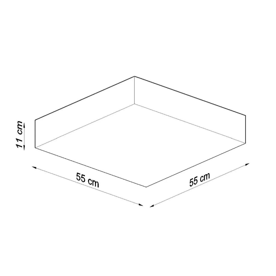 Plafonnier carré horus 55 blanc en forme riche avec éclairage polyvalent et dimensions 55x55x11 cm