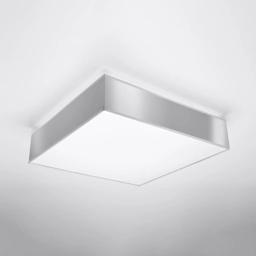 Plafonnier carré gris horus 55 avec cadre métallique argenté et éclairage polyvalent à forme riche