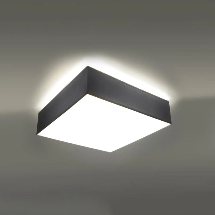 Luminaire plafonnier horus 35 gris avec plafonnier carré à forme riche et éclairage polyvalent blanc brillant