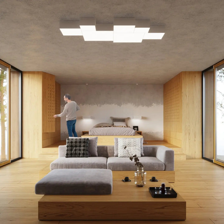 Luminaire plafonnier blanc dans un intérieur contemporain