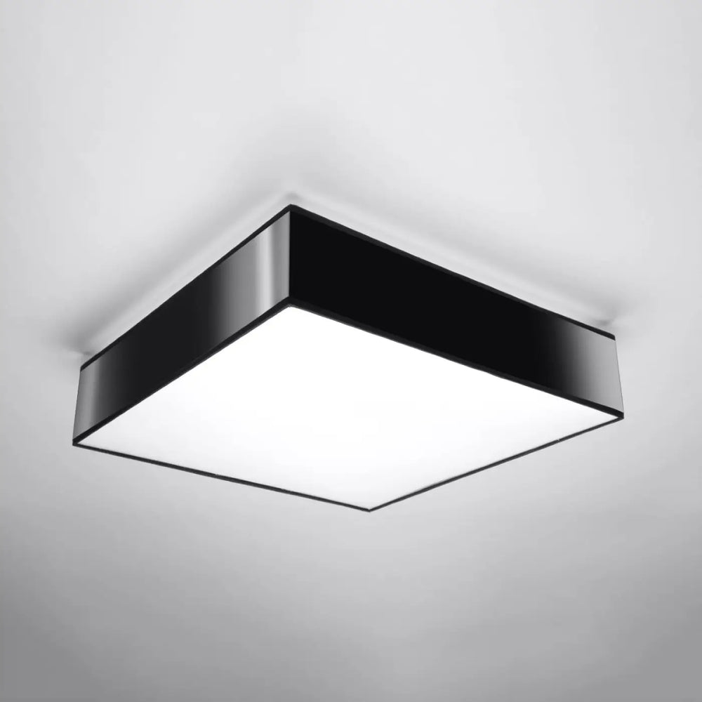 Luminaire plafonnier horus 45 noir avec plafonnier carré en métal brossé et éclairage polyvalent à forme riche