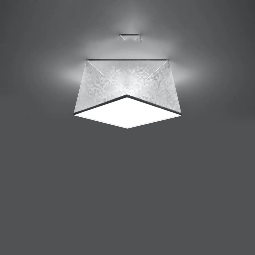 Plafonnier hexa 25 argent avec diffuseur en verre dépoli et cadre métallique pour un éclairage exclusif moderne