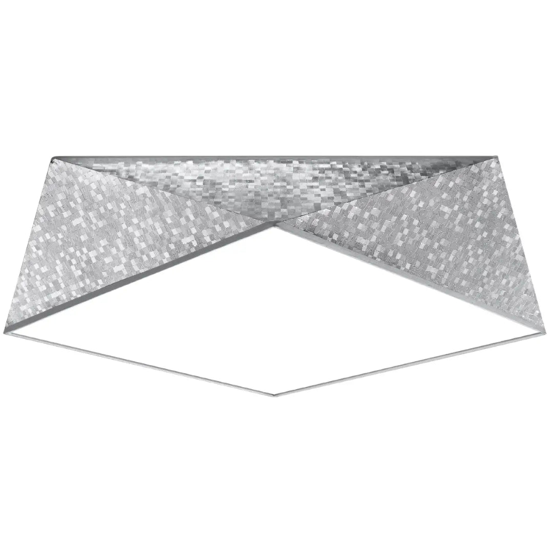 Luminaire plafonnier hexa 45 argent avec design mosaïque pixelisé argenté et cadre métallique moderne