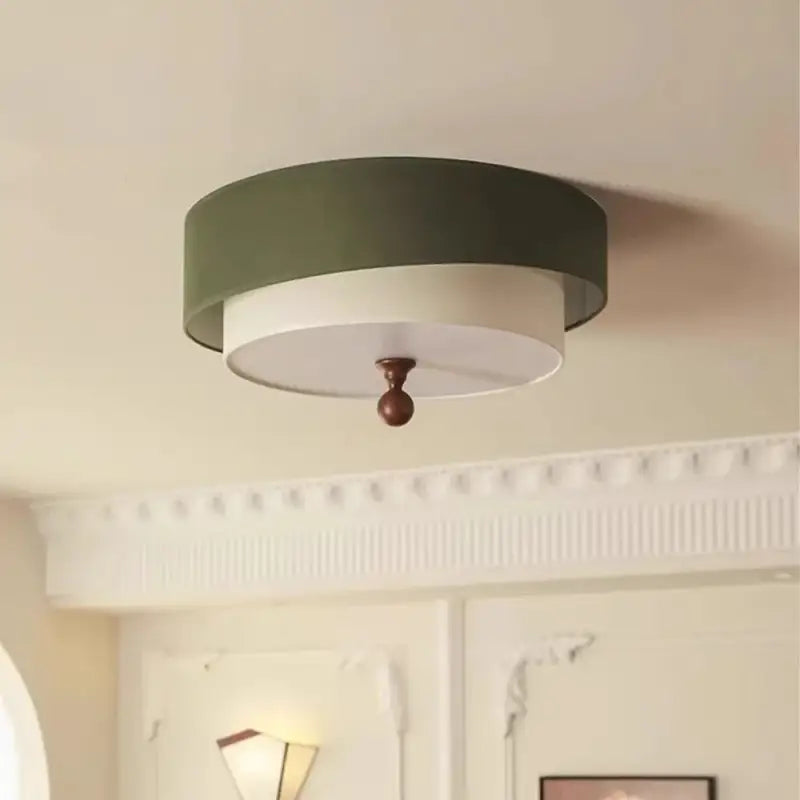 Luminaire plafonnier circulaire design antique en vert ou blanc