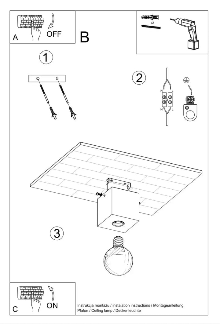 Luminaire plafonnier ariz béton s’intégrera parfaitement dans un style loft avec son design carré et ampoule circulaire
