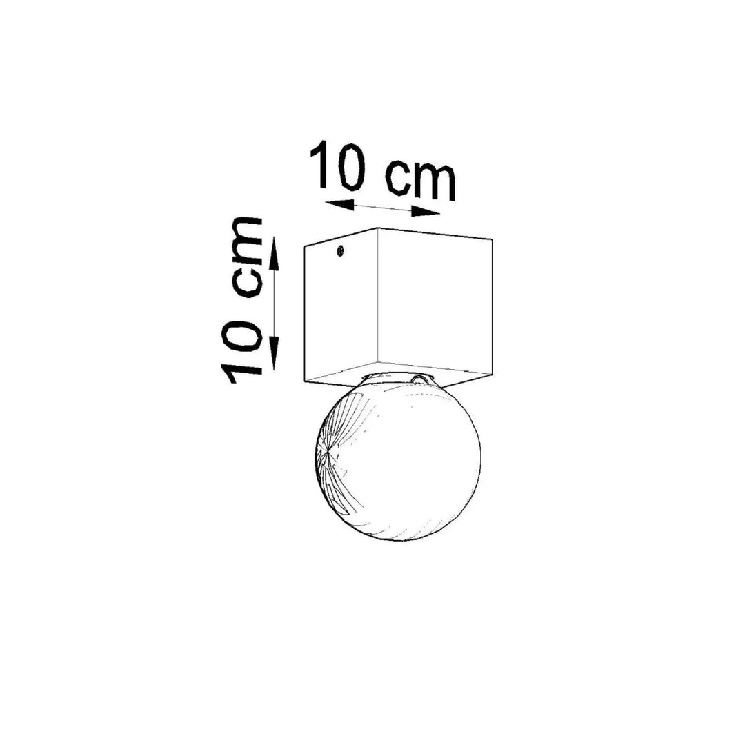 Luminaire plafonnier ariz en béton avec abat-jour cube de 10 cm et globe sphérique style loft minimaliste