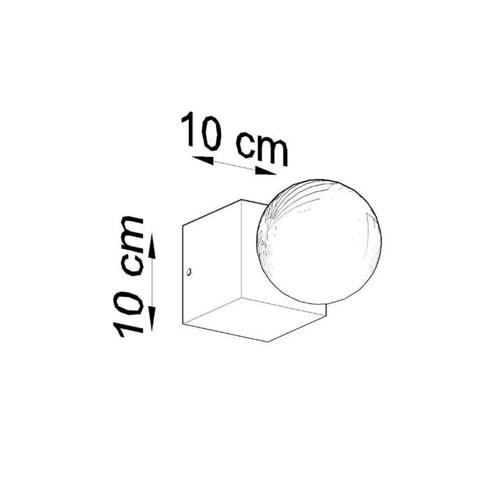 Applique murale ariz en béton avec cube minimaliste de 10 cm et globe en verre sphérique pour style loft