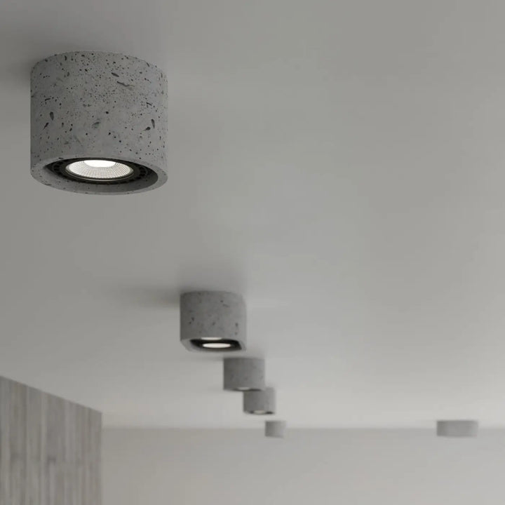 Luminaire plafonnier basic 1 en béton gris avec led circulaire pour un style loft sentez mieux