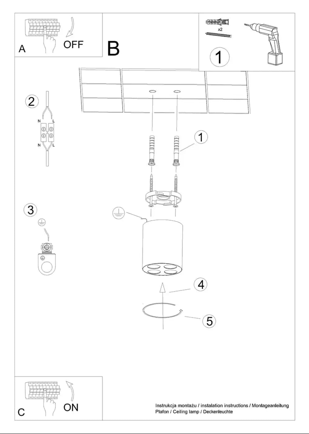Schéma d'installation du luminaire