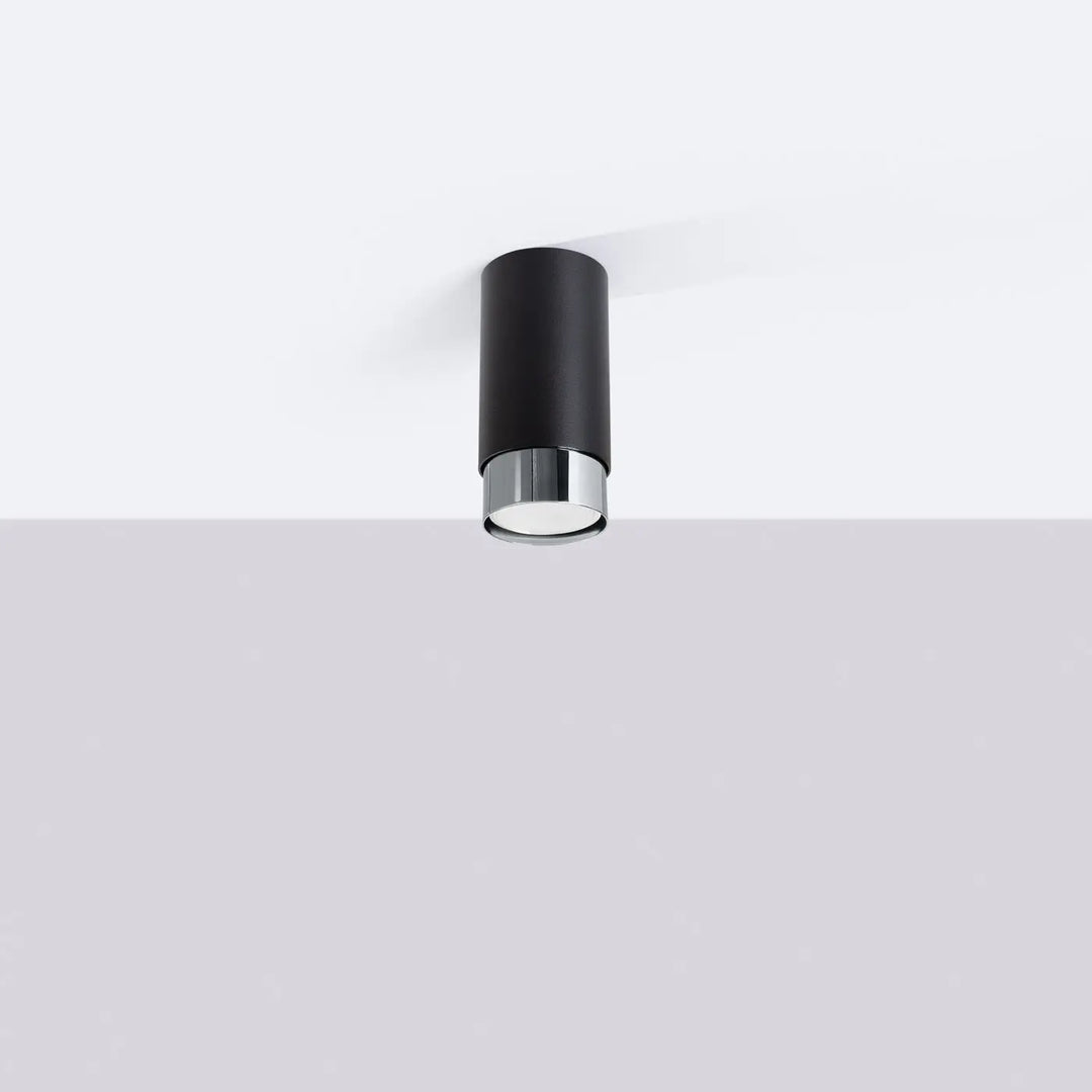 Luminaire plafonnier nero 12,5 noir chrom avec design moderne cylindrique encastré et finition chrome poli