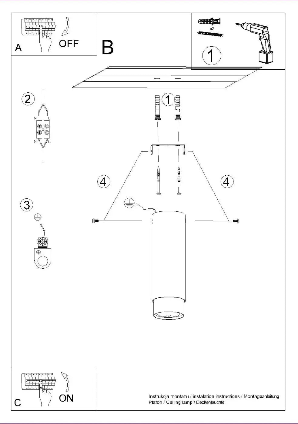Schéma d'installation du luminaire