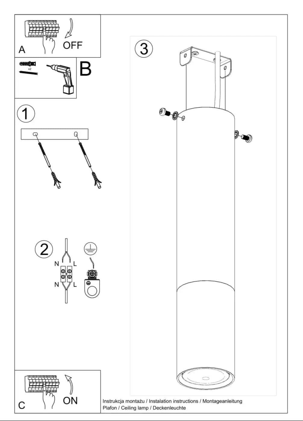 Schéma d'installation du luminaire