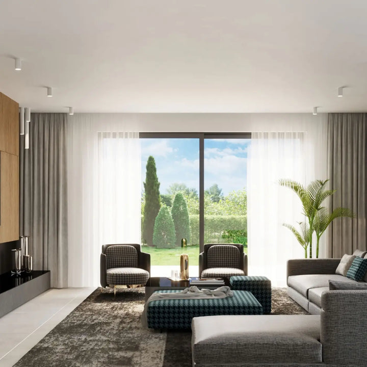 Luminaire plafonnier lagos blanc dans un salon moderne avec élégance moderne et lumière fonctionnelle