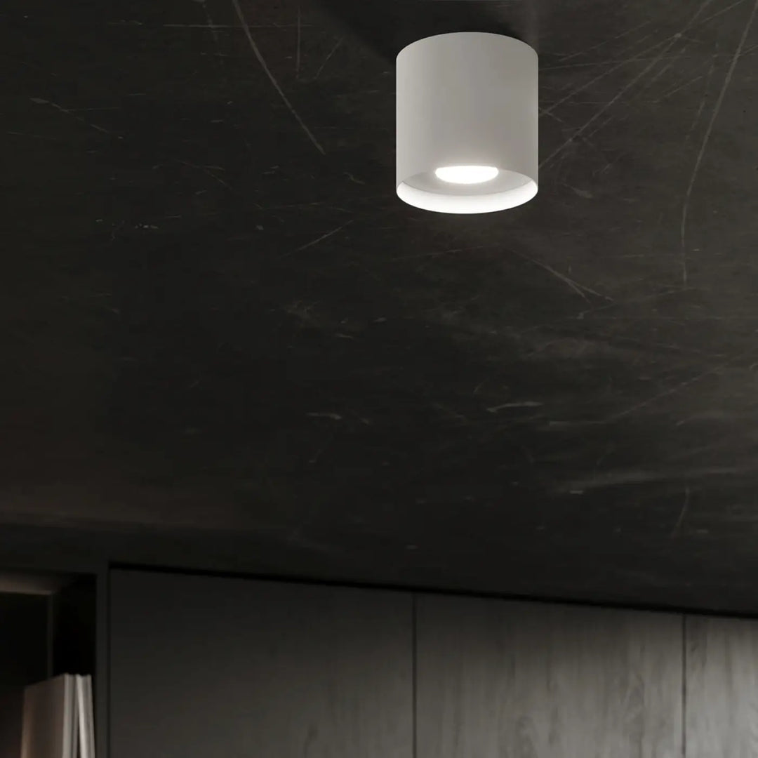 Luminaire plafonnier mika blanc moderne avec diffuseur en verre dépoli et led intégré allie simplicité et design